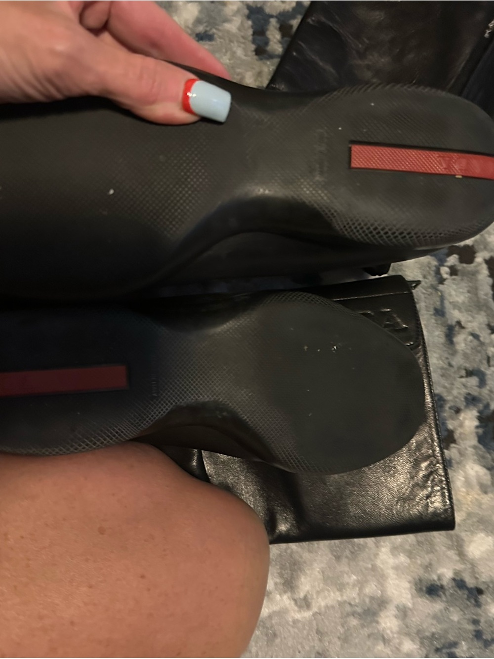 Prada Black Leather Tall Riding Boots - Picture 6 of 7
